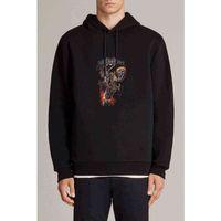 RIDER Baskılı Siyah Erkek Kapşonlu Sweatshirt