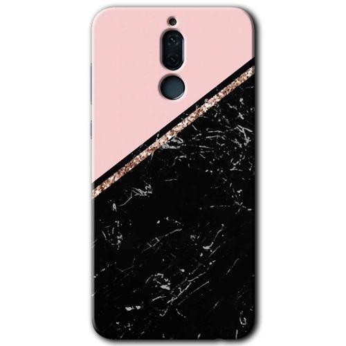 Huawei Mate 10 Lite Kılıf HD Desen Baskılı Arka Kapak - Yarım Mermer + Kırılmaz Cam