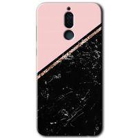 Huawei Mate 10 Lite Kılıf HD Desen Baskılı Arka Kapak - Yarım Mermer + Kırılmaz Cam