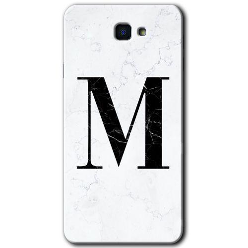 MRCİLETİSİM MRCİLETİSİM Samsung Galaxy J7 Prime 2 Kılıf HD Desen Baskı Arka Kapak+ Temperli Cam-Beyaz Mermer Desenli M Harfi