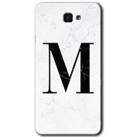 MRCİLETİSİM MRCİLETİSİM Samsung Galaxy J7 Prime 2 Kılıf HD Desen Baskı Arka Kapak+ Temperli Cam-Beyaz Mermer Desenli M Harfi