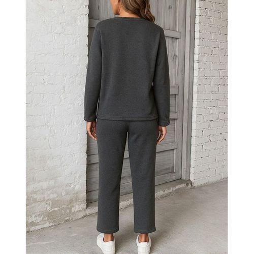 Kadın Uzun Kollu Yanları Nervurlu Viskon Iki Iplik Ve Pantolon Ikili Takım