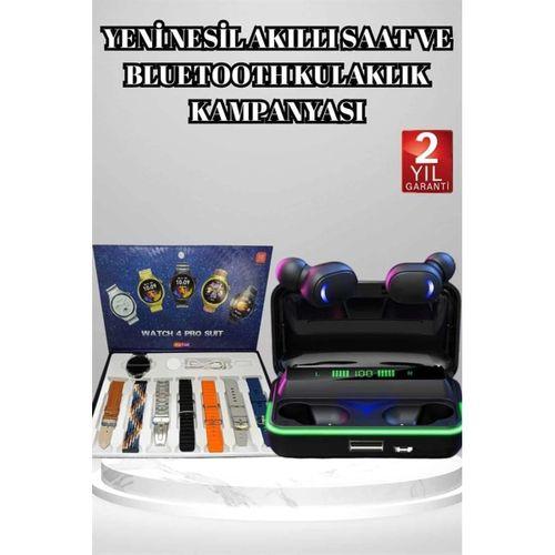 Powerbank Bluetooth Kulaklık Ve Akıllı Saat 7 Kordonlu Metal Kordon Plastik Kordon