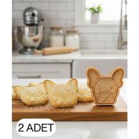 2Li Fransız Bulldog Şekillendirici Kalıp Kurabiye Hamur Kesici Oyun ve Şeker Hamuru Seti