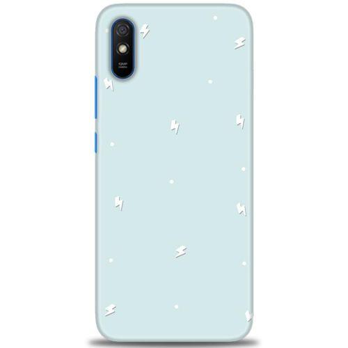 Xiaomi Redmi 9A Kılıf HD Baskılı Kılıf - Beyaz Şimşekler + Tam Ekran Koruyucu