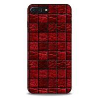 Apple Iphone 8 Plus Kılıf Patchwork (12) Koruyucu Silikon Kırmızı Bordo