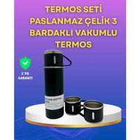 Çelik Termos Bardak Seti | 500 Ml Kapasite, Kaymaz Taban, Hediye Kutulu