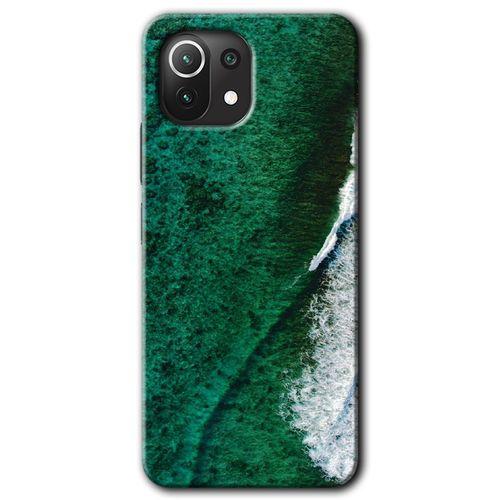Xiaomi Mi 11 Lite Kılıf HD Desen Baskılı Arka Kapak - Yeşil Okyanus + Kırılmaz Cam