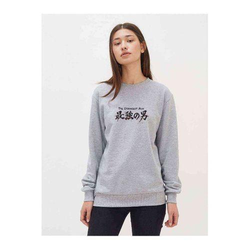 One Punch Man Baskılı Gri Kadın Sweatshirt