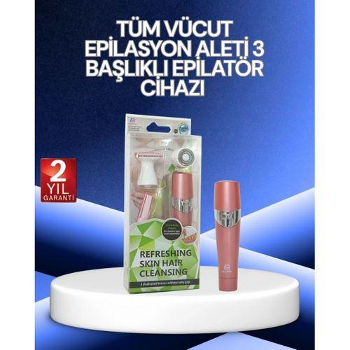 3 Başlıklı Yüz Ve Vücut Tüy Temizleme Cihazı Pembe