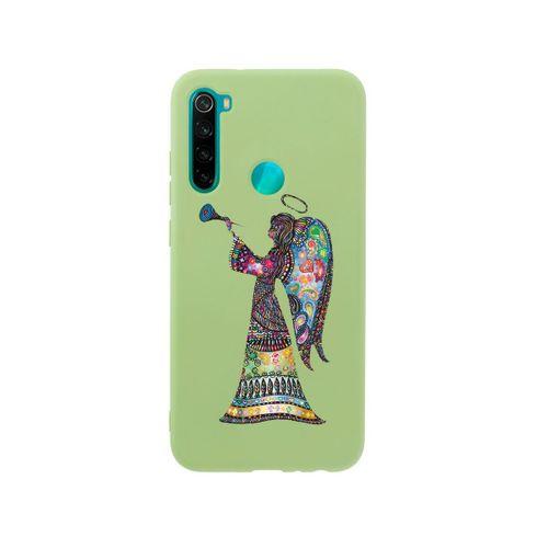 Xiaomi Redmi Note 8 Mandala Melek Kız Premium Silikonlu Yeşil Telefon Kılıfı