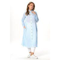 Uzun Kol Yakalı Gofre Mevsimlik ve Yazlık Tunik Buz Mavi 9012