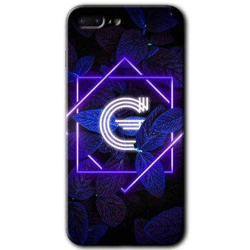 iPhone 8 Plus Kılıf HD Desen Baskılı Arka Kapak - Dark Neon Yaprak G Harfi