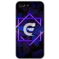 iPhone 8 Plus Kılıf HD Desen Baskılı Arka Kapak - Dark Neon Yaprak G Harfi