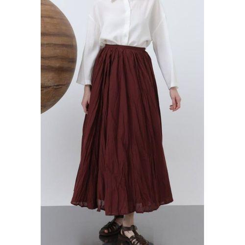 Kadın Yüksek Bel Arkadan Fermuarlı Kırışık Geniş Kesimli Vural Etek