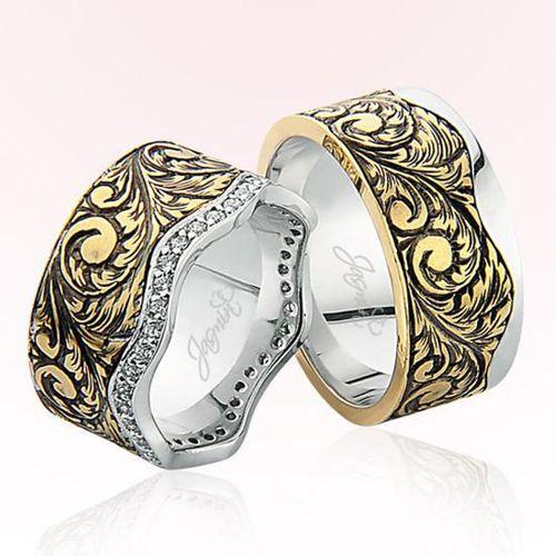 Otantik Desenli Altın Alyans 3503