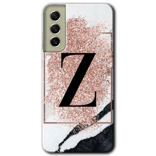 Samsung Galaxy S21 FE Kılıf HD Desen Baskılı Arka Kapak - Pembe Mermer Desenli Z Harfi