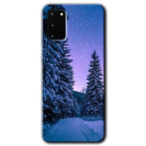 Galaxy S20 Kılıf HD Desen Baskılı Arka Kapak - Kış Manzarası + Kırılmaz Cam