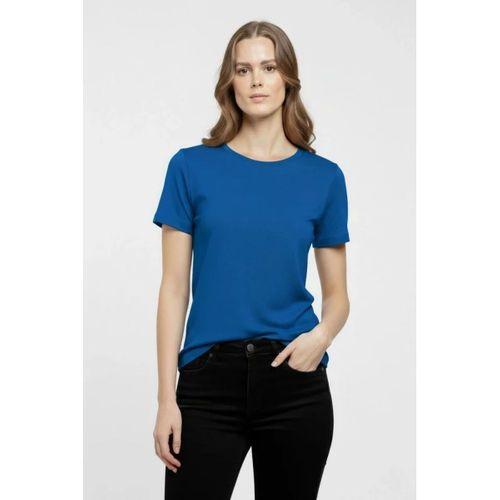 T-Shirt Bisiklet Yaka Slim Fit Likralı Tişört Günlük Basic Body - İndigo