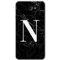 MRCİLETİSİM MRCİLETİSİM Samsung Galaxy J7 Prime Kılıf HD Desen Baskı Arka Kapak + Temperli Cam-Siyah Mermer Desenli N Harfi