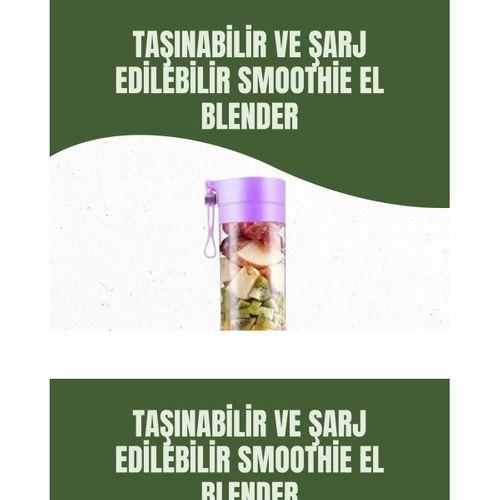 Usb Şarjlı Portatif Blender 380ml Çelik 304 Bıçaklı Mobil Smoothie Maker