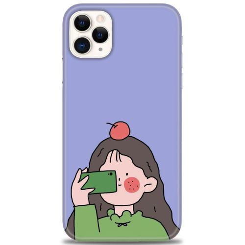 iPhone 11 Pro Max Kılıf HD Baskılı Kılıf - Yeşil Kız + Tam Ekran Koruyucu