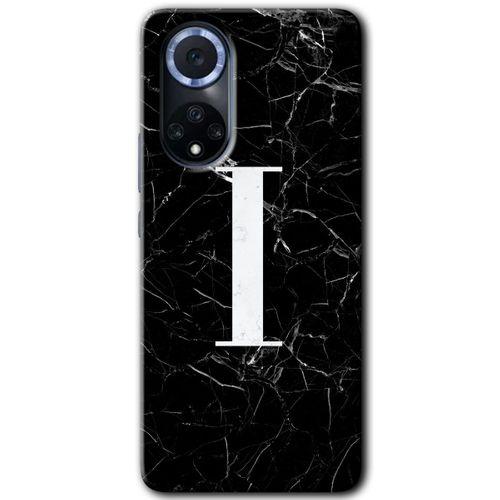Huawei Nova 9 Kılıf HD Desen Baskılı Arka Kapak - Siyah Mermer Desenli I Harfi
