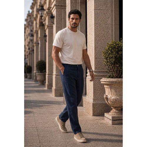 Sorrentino Relax Fit %100 Pamuk Flamlı Kumaş Erkek Jogger Pantolon - Lacivert