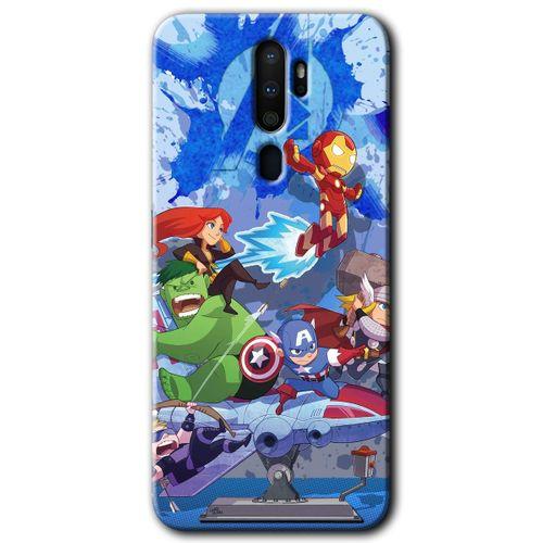 Oppo A9 2020 HD Baskılı Kılıf + 9D Tam Ekran Koruyucu - Avengers Cartoon
