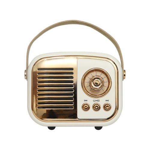 MIKADO MD-24BT, Echoes, Beyaz, 3W, Taşınabilir, USB/TF Kart/Bluetooth, 800mAh, Klasik Retro Müzik Kutusu