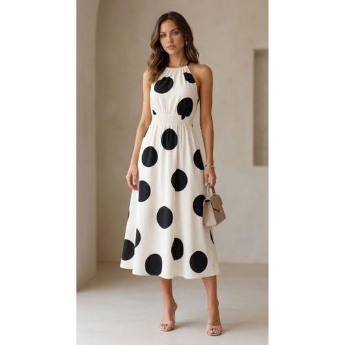 Kadın Kolsuz Boyundan Bağlamalı Beli Lastikli Dijital Baskı Süprem Uzun Elbise