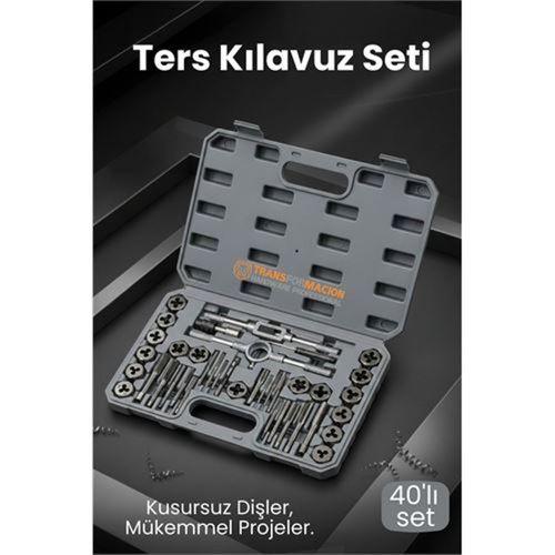 40 Parça Profesyonel Metrik Ters Kılavuz ve Pafta Seti   - Hassas Diş Açma ve Onarım Takımı