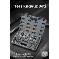40 Parça Profesyonel Metrik Ters Kılavuz ve Pafta Seti   - Hassas Diş Açma ve Onarım Takımı