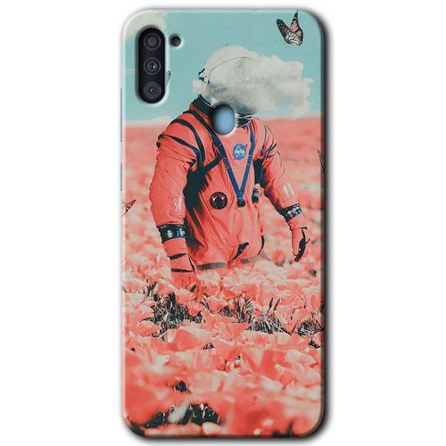 MRCİLETİSİM MRCİLETİSİM Samsung Galaxy M11 Kılıf HD Desen Baskılı Arka Kapak + Temperli Cam - Uzay Bahçesi