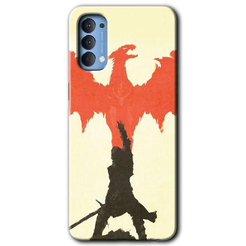 Oppo Reno 4 Kılıf HD Desen Baskılı Arka Kapak - Dragon Hunter 1 + Kırılmaz Cam