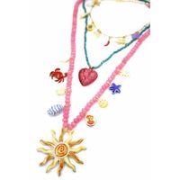 Boncuklu Güneş Kolye - Pembe