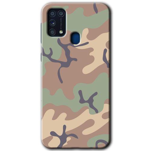 Samsung Galaxy M31 Kılıf Baskılı Kapak - Kamuflaj 29 +Tam Kaplayan Mat Seramik