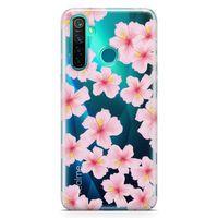 Oppo Realme 5 Pro Kılıf Pembe Sakura Arka Kapak Koruma Desenli Full Koruyucu