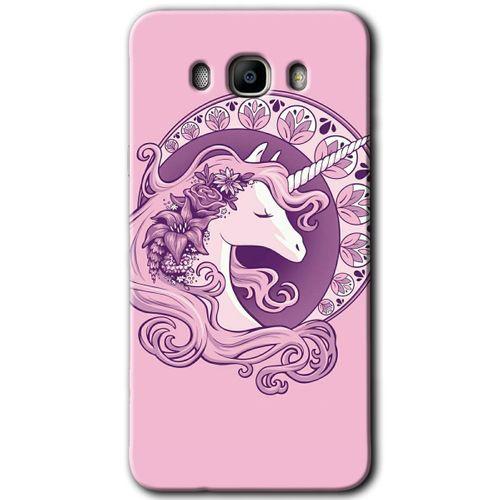 Samsung Galaxy J7 2016 Kılıf HD Desen Baskılı Arka Kapak - Unicorn-Pembe