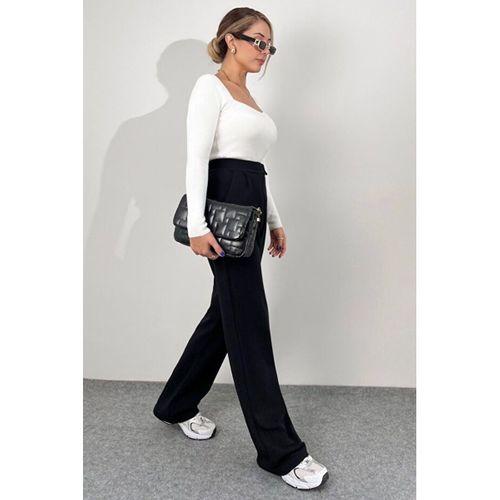 Kadın Yüksek Bel Cepli Cırt Kapama Janjan Krep Pantolon