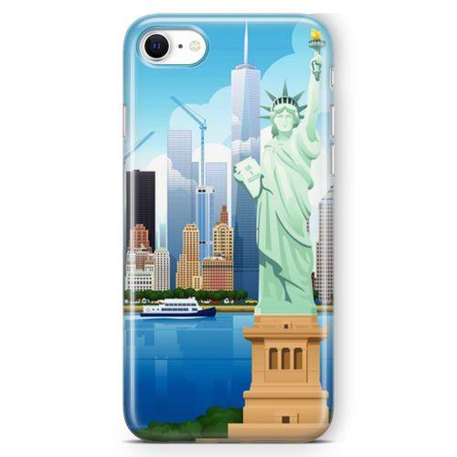 Apple iPhone SE 2020 Kılıf Özgürlük Heykeli Newyork Arka Kapak Koruma Desenli Full Koruyucu