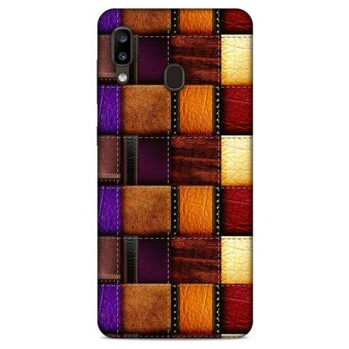 Samsung Galaxy A20 Kılıf Patchwork (44) Tough Armor Kılıf Mor Kahve