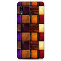 Samsung Galaxy A20 Kılıf Patchwork (44) Tough Armor Kılıf Mor Kahve