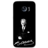 MRCİLETİSİM MRCİLETİSİM Samsung Galaxy S7 Edge Kılıf HD Desen Baskılı Arka Kapak + Temperli Cam - Atatürk İmza