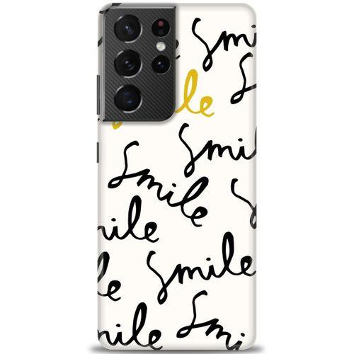 Samsung Galaxy S21 Ultra Kılıf HD Baskılı Kılıf - S Smile + Tam Ekran Koruyucu