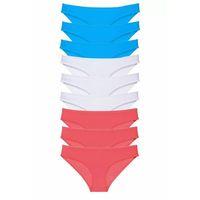 9 adet Süper Eko Set Likralı Kadın Slip Külot Fuşya Beyaz Mavi