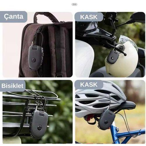 Knmaster Motosiklet Kaskı Kilidi + Knmaster Karbon Çanta Hediyeli Esnek Kablo ve Üst Düzey Koruma