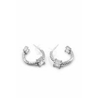 Taşlı Halka Küpe - Gümüş