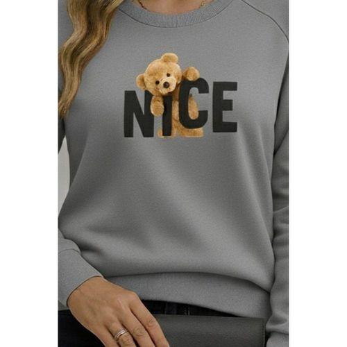 Kadın Uzun Kollu Bisiklet Yaka Viskon Iki Iplik Bluz