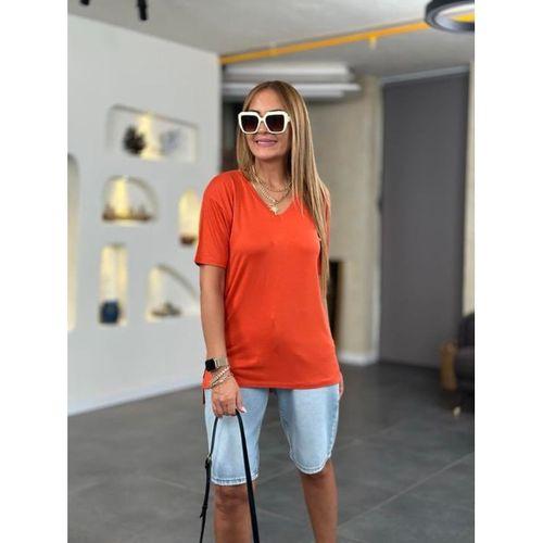 Kadın Kısa Kollu V Yaka Bluz